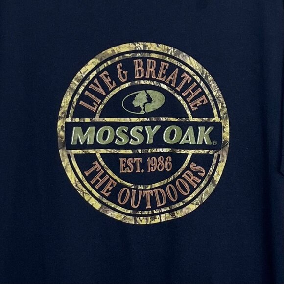 Mossy Oak Graphic Tshirt Mens Large Blue Live & Breathe The Outdoors New - Picture 5 of 7